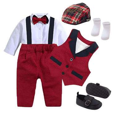 Baby Boy Suit -, Baby & Toddler Outfits , Drestiny , 12M, 18M, 6M, 9M, Australia, Black, Boys, Canada, Dark Red, New Zealand, Pant Sets, Red, Sets, Suits, United Kingdom, United States, Vests , Drestiny , www.shopdrestiny.com